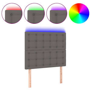 Čelo postele s LED šedé 100x5x118/128 cm umělá kůže - obrázek 2