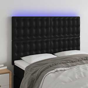 Čelo postele s LED černé 144x5x118/128 cm umělá kůže - obrázek 1