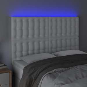 Čelo postele s LED bílé 144x5x118/128 cm umělá kůže - obrázek 3