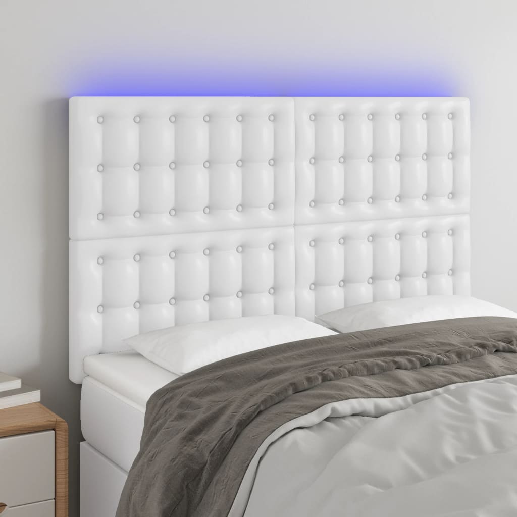 Čelo postele s LED bílé 144x5x118/128 cm umělá kůže