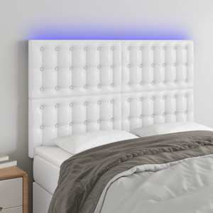 Čelo postele s LED bílé 144x5x118/128 cm umělá kůže - obrázek 1