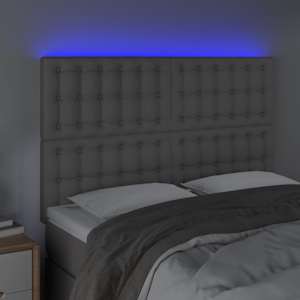 Čelo postele s LED šedé 144x5x118/128 cm umělá kůže - obrázek 3