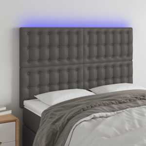 Čelo postele s LED šedé 144x5x118/128 cm umělá kůže - obrázek 1