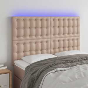 Čelo postele s LED cappuccino 144x5x118/128 cm umělá kůže - obrázek 1