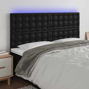 Čelo postele s LED černé 160x5x118/128 cm umělá kůže - obrázek 1