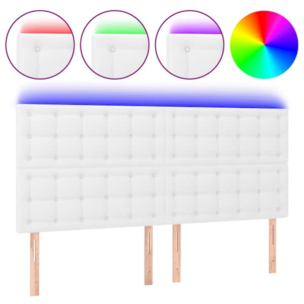 vidaXL LED-voodipeats, valge, 160x5x118/128 cm, kunstnahk