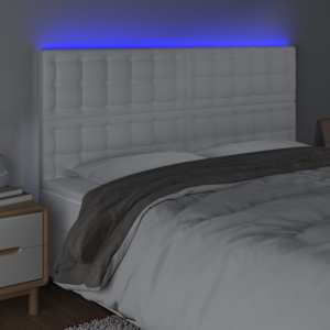 Čelo postele s LED bílé 160x5x118/128 cm umělá kůže - obrázek 3