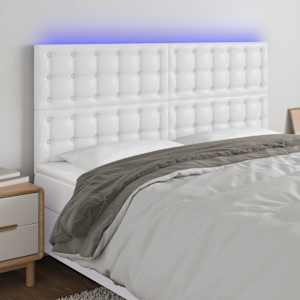 Čelo postele s LED bílé 160x5x118/128 cm umělá kůže - obrázek 1