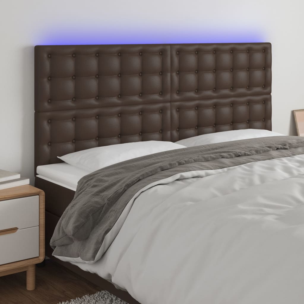 barna műbőr LED-es fejtámla 160x5x118/128 cm