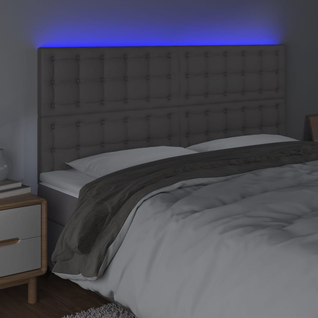 vidaXL Hoofdbord LED 160x5x118/128 cm kunstleer grijs afbeelding