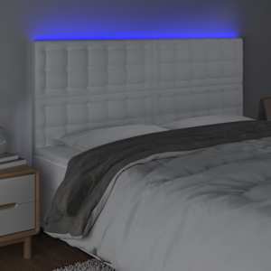 Čelo postele s LED bílé 180x5x118/128 cm umělá kůže - obrázek 3