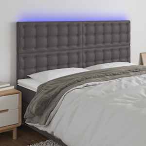 Čelo postele s LED šedé 180x5x118/128 cm umělá kůže - obrázek 1