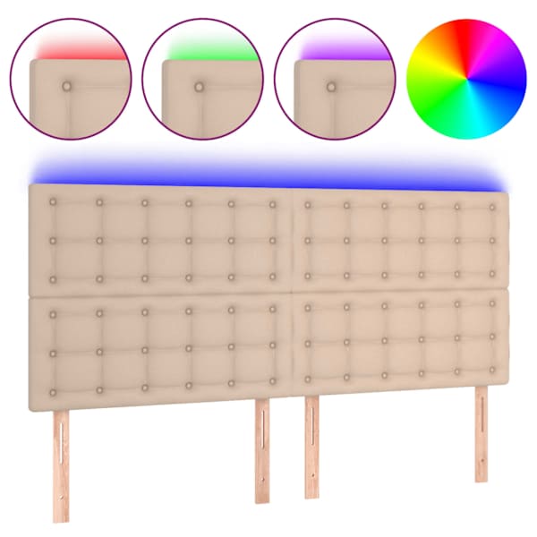 vidaXL LED-voodipeats, Cappuccino, 180x5x118/128 cm, kunstnahk