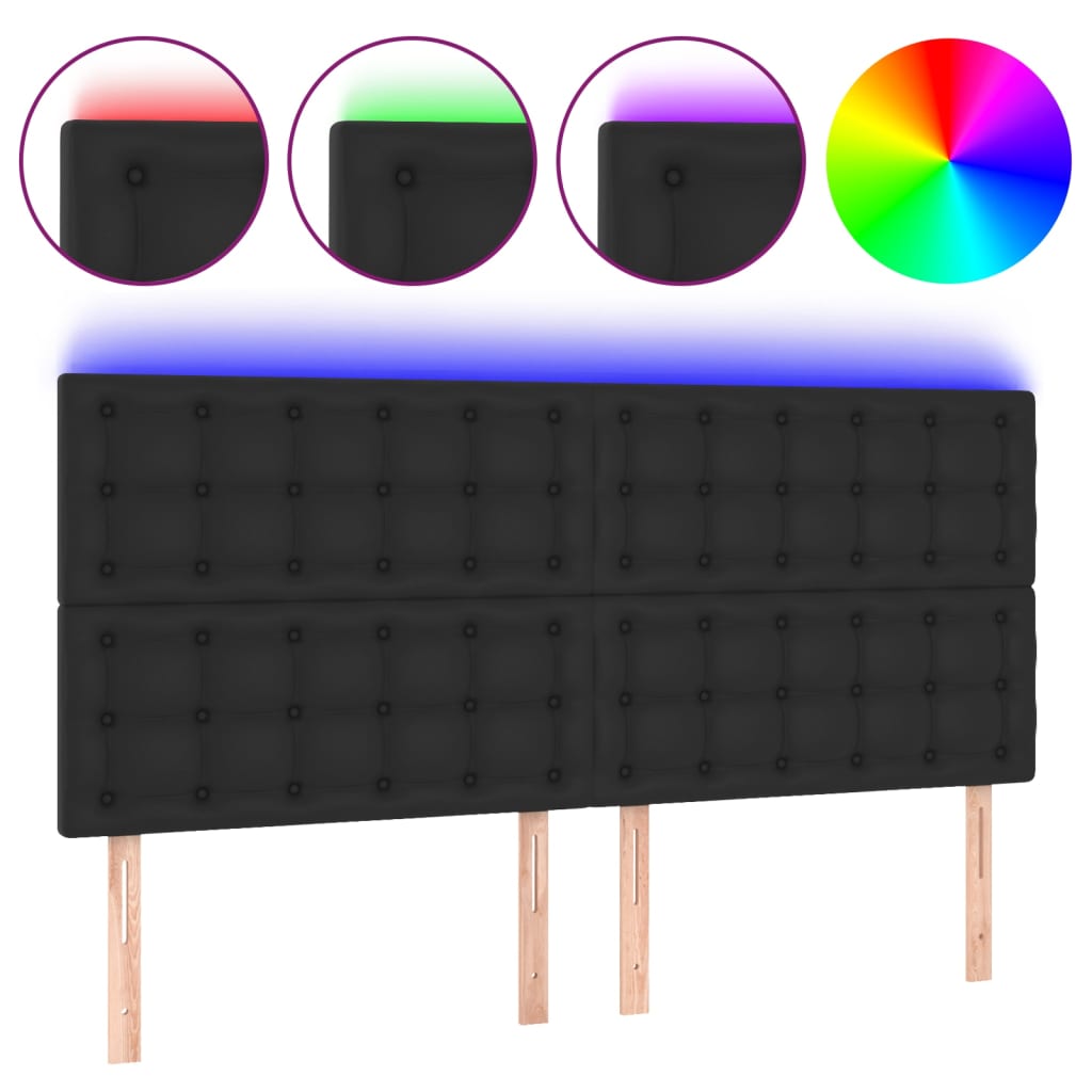 vidaXL Čelo postele s LED černé 200x5x118/128 cm umělá kůže