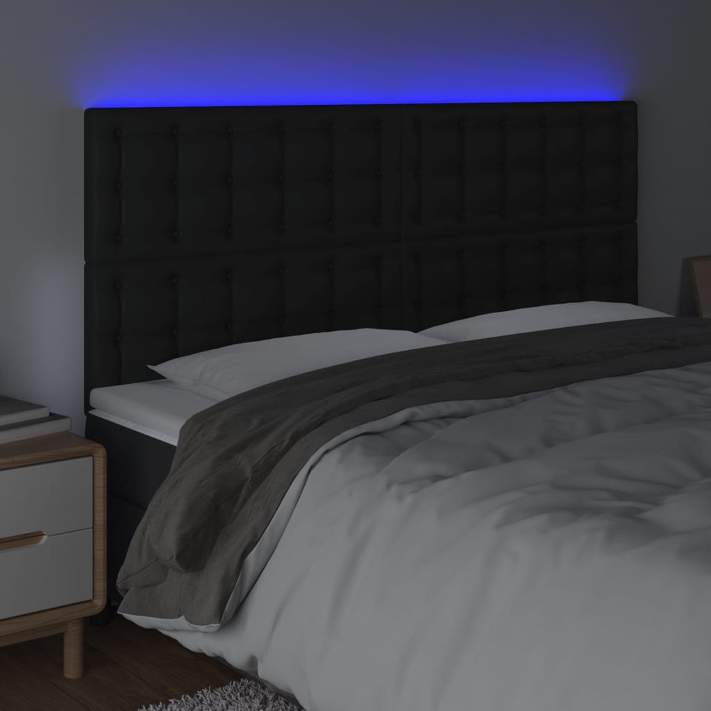 Thumbnail - vidaXL LED Kopfteil Schwarz 200x5x118/128 cm Kunstleder