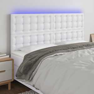 Čelo postele s LED bílé 200x5x118/128 cm umělá kůže - obrázek 1