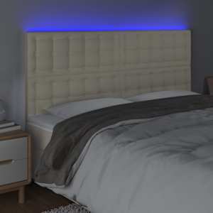 Čelo postele s LED krémové 200x5x118/128 cm umělá kůže - obrázek 3