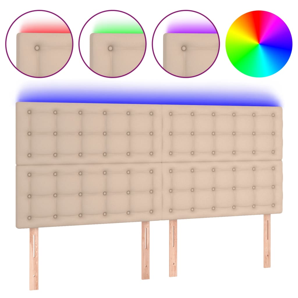 vidaXL Čelo postele s LED cappuccino 200x5x118/128 cm umělá kůže