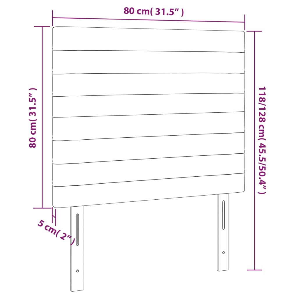 LED posteljno vzglavje črno 80x5x118/128 cm blago