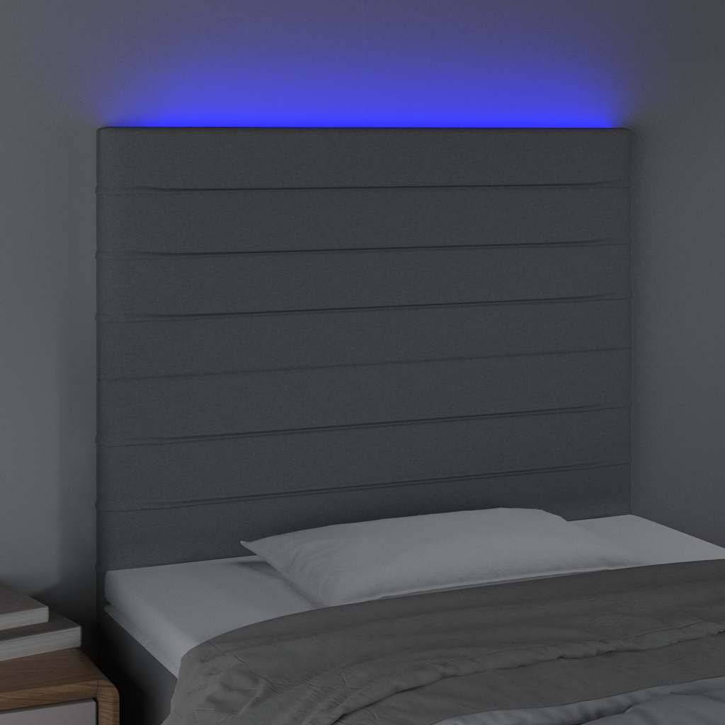 vidaXL Hoofdbord LED 90x5x118/128 cm stof lichtgrijs grijs, foto 2