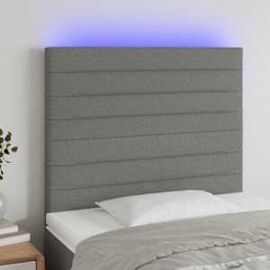 Čelo postele s LED tmavě šedé 90x5x118/128 cm textil - obrázek 1