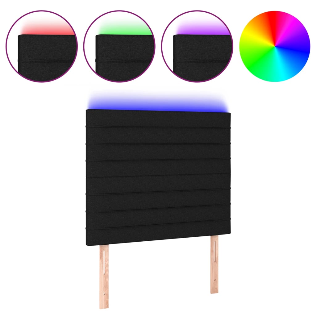 Thumbnail - vidaXL LED Kopfteil Schwarz 90x5x118/128 cm Stoff