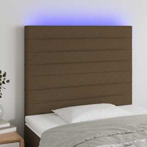 Čelo postele s LED tmavě hnědé 90x5x118/128 cm textil - obrázek 1