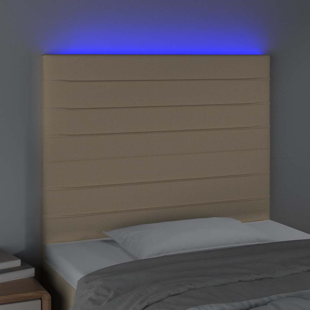 vidaXL Hoofdbord LED 90x5x118/128 cm stof crèmekleurig, foto 2