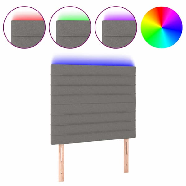 vidaXL LED-voodipeats, tumehall, 100x5x118/128 cm, kangas