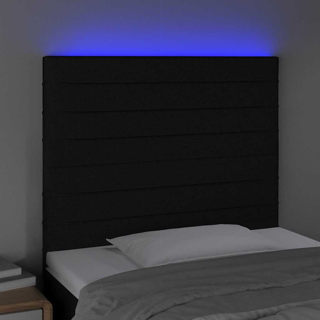 vidaXL Hoofdbord LED 100x5x118/128 cm stof zwart, foto 2
