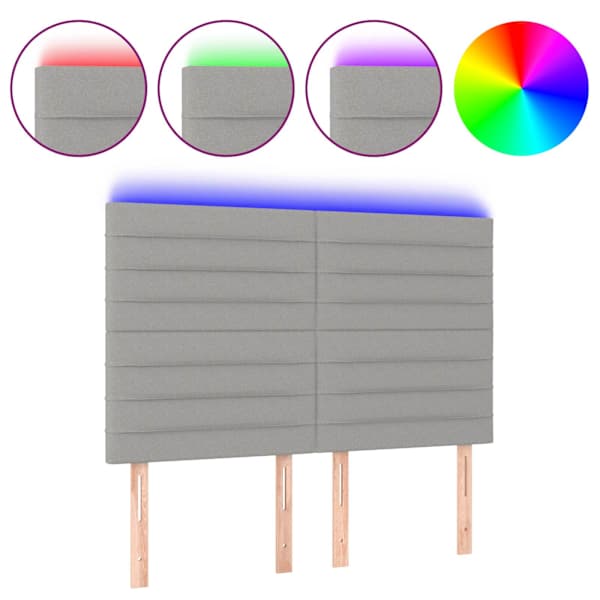 vidaXL LED-voodipeats, helehall, 144x5x118/128 cm, kangas