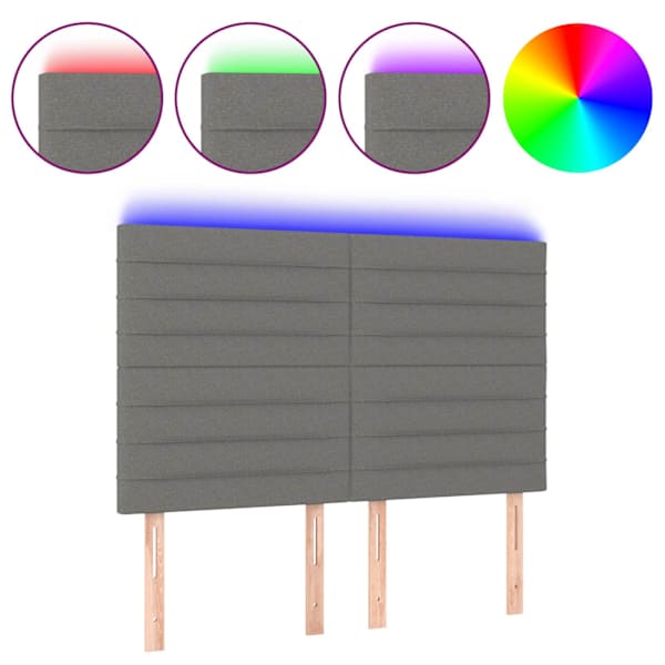 vidaXL LED-voodipeats, tumehall, 144x5x118/128 cm, kangas