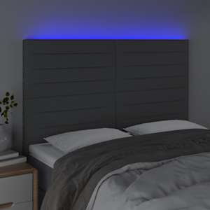 Čelo postele s LED tmavě šedé 144x5x118/128 cm textil - obrázek 3