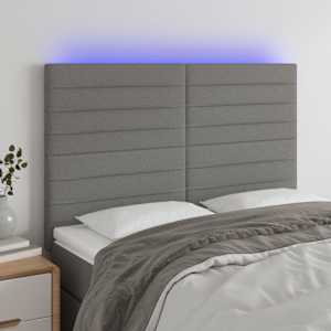 Čelo postele s LED tmavě šedé 144x5x118/128 cm textil - obrázek 1