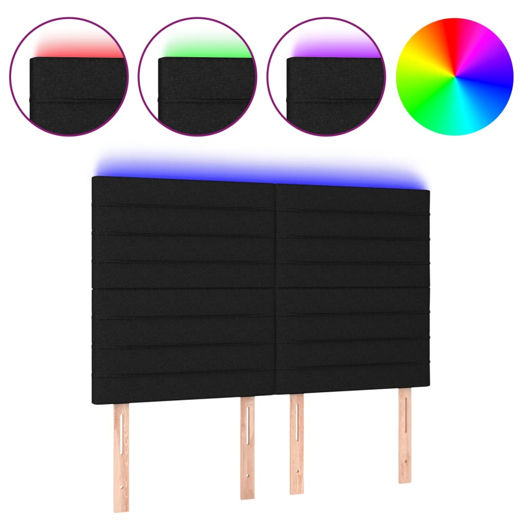 vidaXL Čelo postele s LED černé 144x5x118/128 cm textil