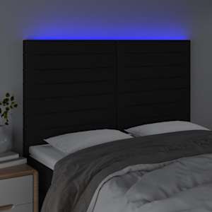 Čelo postele s LED černé 144x5x118/128 cm textil - obrázek 3