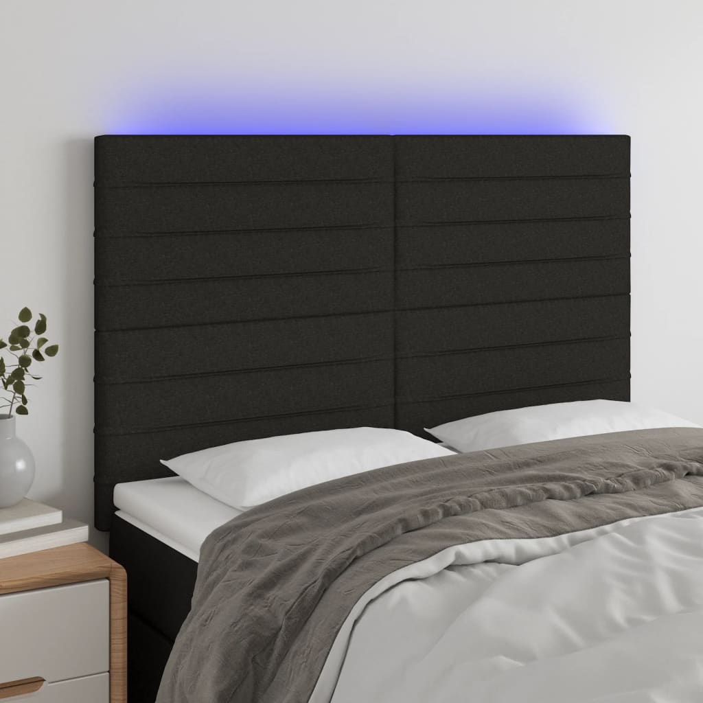 vidaXL Tête de lit à LED Noir 144x5x118/128 cm Tissu