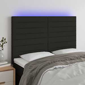 Čelo postele s LED černé 144x5x118/128 cm textil - obrázek 1