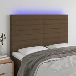 Čelo postele s LED tmavě hnědé 144x5x118/128 cm textil - obrázek 1