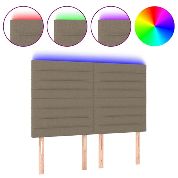 vidaXL LED-voodipeats, pruunikashall, 144x5x118/128 cm, kangas