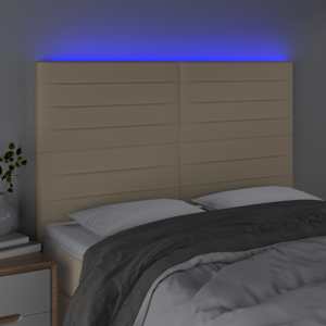 Čelo postele s LED krémové 144x5x118/128 cm textil - obrázek 3
