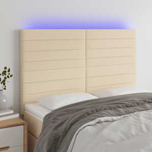 Čelo postele s LED krémové 144x5x118/128 cm textil - obrázek 1