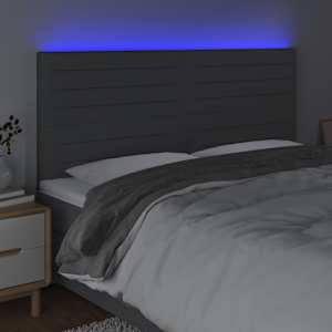 Čelo postele s LED tmavě šedé 160x5x118/128 cm textil - obrázek 3