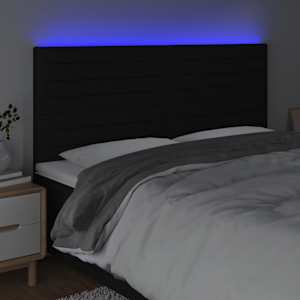 Čelo postele s LED černé 160x5x118/128 cm textil - obrázek 3