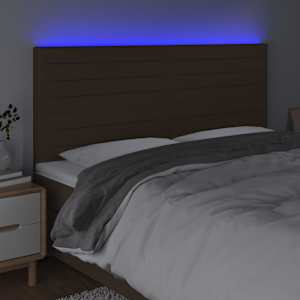 Čelo postele s LED tmavě hnědé 160x5x118/128 cm textil - obrázek 3