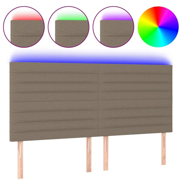vidaXL LED-voodipeats, pruunikashall, 160x5x118/128 cm, kangas