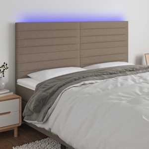 LED posteljno vzglavje taupe 160x5x118/128 cm blago
