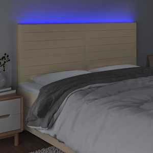 Čelo postele s LED krémové 160x5x118/128 cm textil - obrázek 3