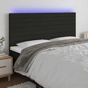 LED posteljno vzglavje črno 180x5x118/128 cm blago