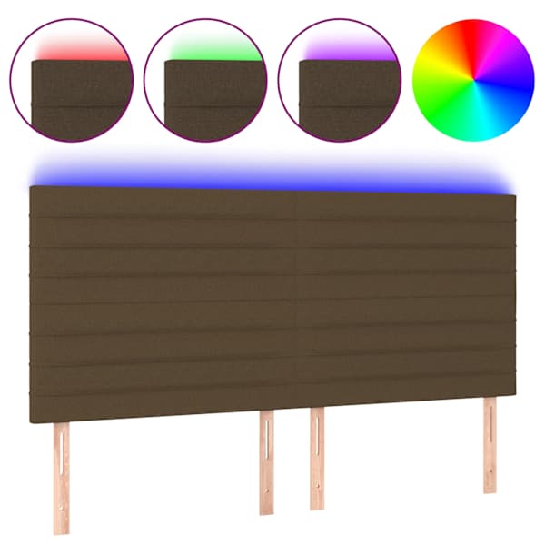 vidaXL LED-voodipeats, tumepruun, 180x5x118/128 cm, kangas